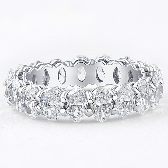 6 1/2 Ct Oval Lab Grown Diamond Eternity Ring Womens Wedding Band White Gold