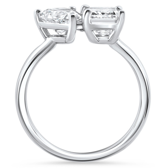 3.50Ct Moi Et Toi Diamond Ring Pear & Emerald Shape 14k White Gold Lab Grown