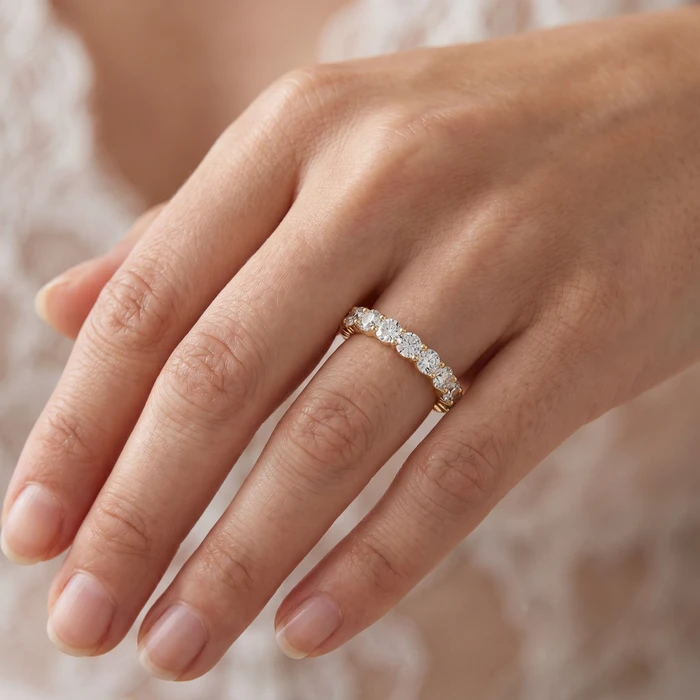 4Ct Diamond Eternity Wedding Ring Lab Grown Diamond 14k Yellow Gold