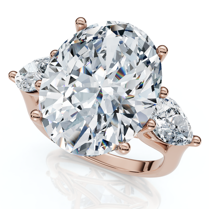 Certified 9 1/2Ct Oval Three Stone Diamond Engagement Ring 14k Gold Lab Grown