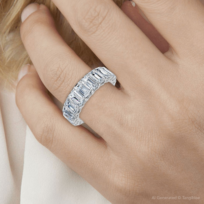 6Ct Emerald Cut Diamond Eternity Ring 14k Gold or Platinum Lab Grown 6Ct Emerald Cut Diamond Eternity Ring 14k Gold or Platinum Lab Grown