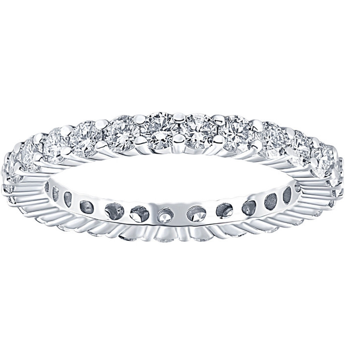1 Ct T.W. Lab Grown Diamond Eternity Ring 14k White Gold Stackable Wedding Band 1 Ct T.W. Lab Grown Diamond Eternity Ring 14k White Gold Stackable Wedding Band