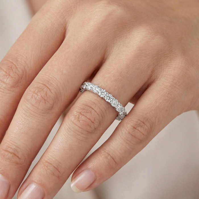 1 Ct T.W. Lab Grown Diamond Eternity Ring 14k White Gold Stackable Wedding Band