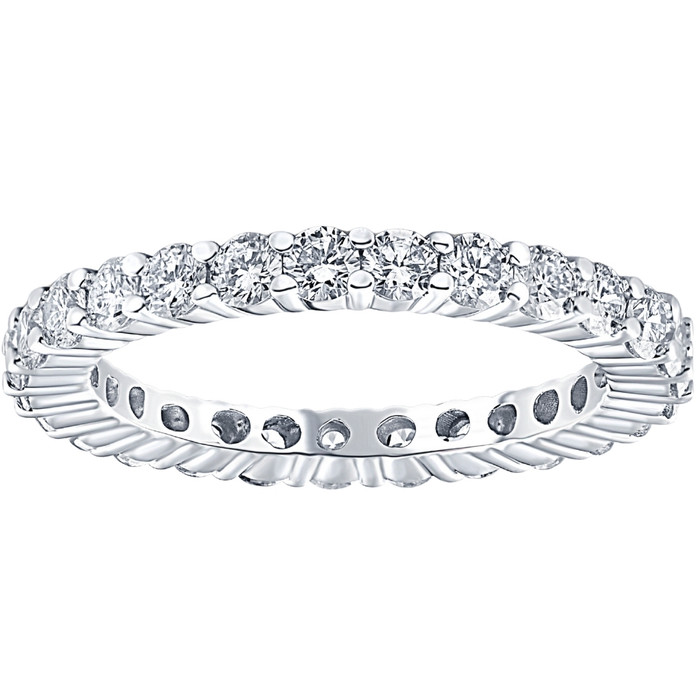 1 Ct T.W. Lab Grown Diamond Eternity Ring 14k White Gold Stackable Wedding Band