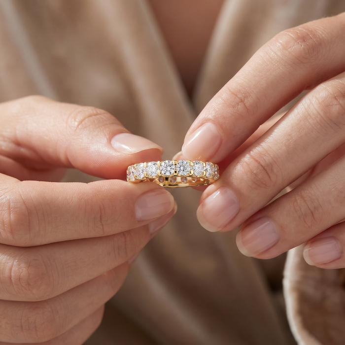 2 Ct Lab Grown Diamond Eternity Ring Womens Wedding Band 14k Yellow Gold