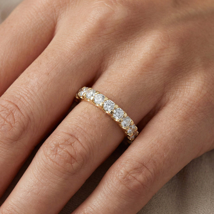 2 Ct Lab Grown Diamond Eternity Ring Womens Wedding Band 14k Yellow Gold