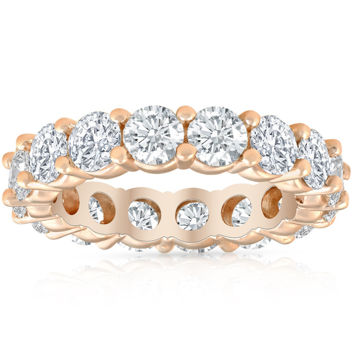 4Ct Diamond Eternity Wedding Ring Lab Grown Diamond 14k Rose Gold