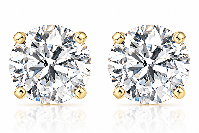 1 Carat (ctw) Diamond Studs in 14k White or Yellow Gold Lab Grown