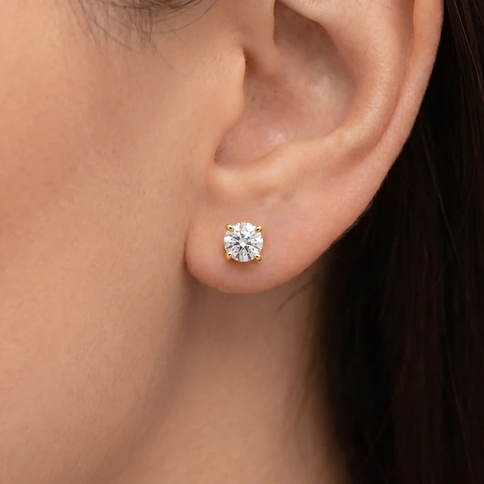 1 Carat (ctw) Diamond Studs in 14k White or Yellow Gold Lab Grown