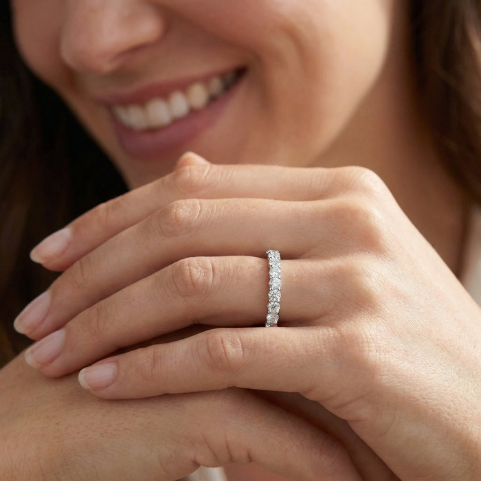 1/2 Ct Lab Grown Diamond EX3 Eternity Ring Womens Bad 14k White Gold