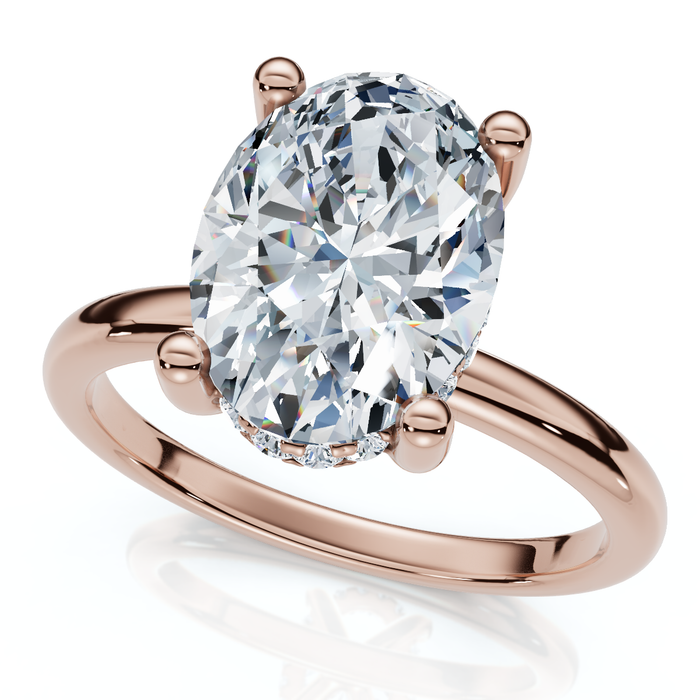 2 1/10Ct Oval Diamond Side Halo Engagement Ring 14k Gold or Platinum Lab Grown