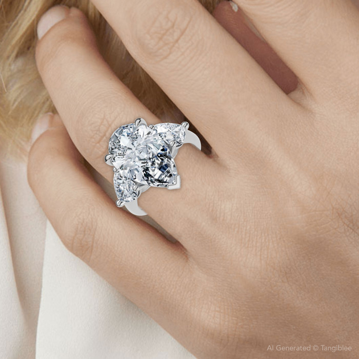 5 1/2Ct Pear & Heart Certified Diamond Engagement Ring 14k Gold or Pt Lab Grown