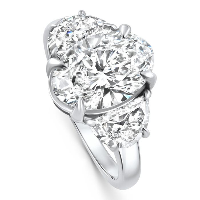 Certified 4.40Ct Oval & Half Moon Diamond Engagement Ring White Gold Lab Grown