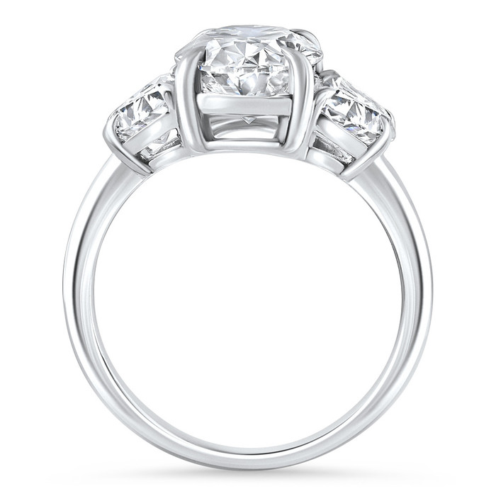Certified 4.40Ct Oval & Half Moon Diamond Engagement Ring White Gold Lab Grown