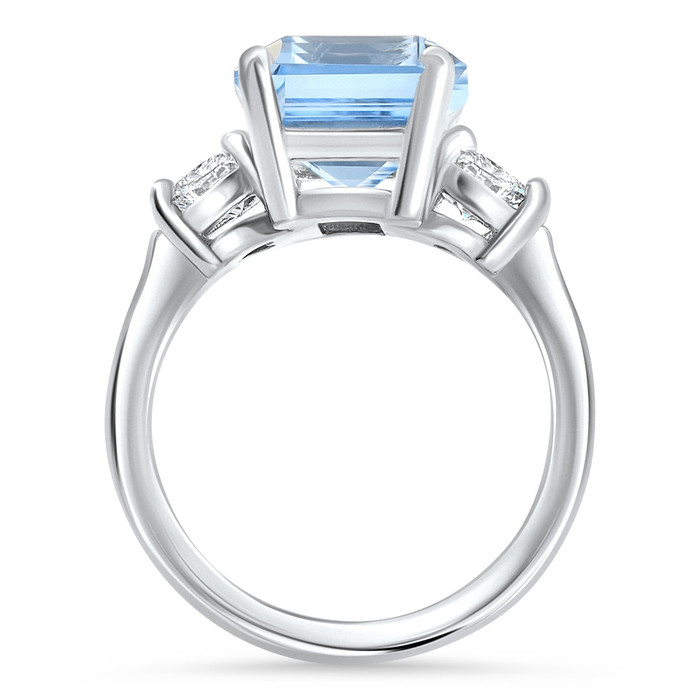 Platinum Aquamarine & Heart Shape Diamond Ring Lab Grown