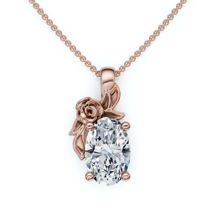 1Ct Oval Diamond Pendant 14k Gold Lab Grown Necklace