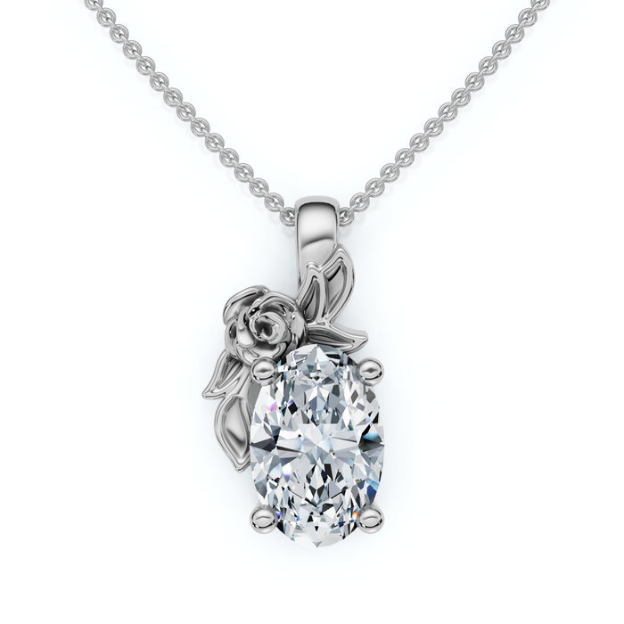 1Ct Oval Diamond Pendant 14k Gold Lab Grown Necklace
