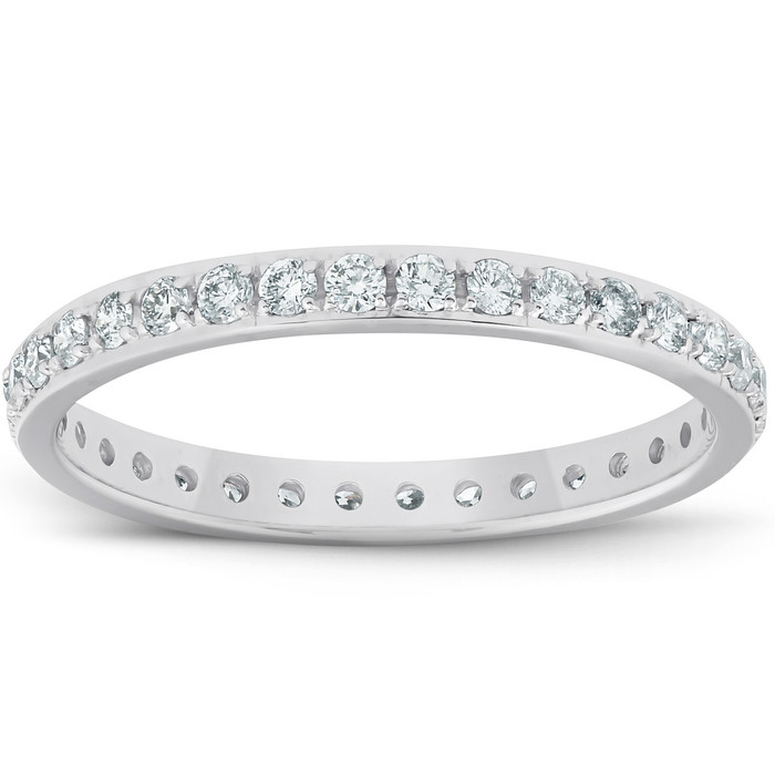 1/2ct Lab Grown Created Diamond Wedding Ring Womens Eternity Band 10k White Gold 1/2ct Lab Grown Created Diamond Wedding Ring Womens Eternity Band 10k White Gold