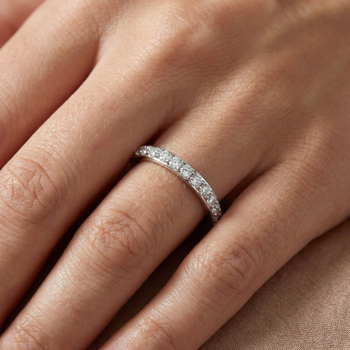 1/2ct Lab Grown Created Diamond Wedding Ring Womens Eternity Band 10k White Gold