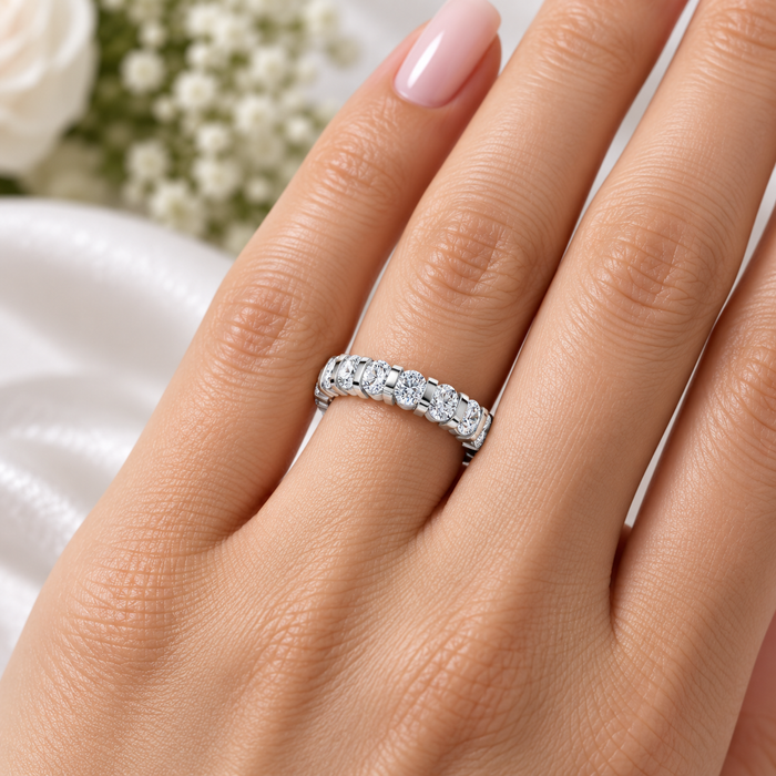 2 1/3Ct Bar Set Diamond Lab Grown Eternity Ring 14k Gold