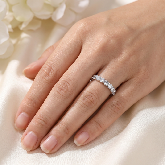 4Ct Diamond Eternity Wedding Ring Lab Grown Diamonds 14k White Gold