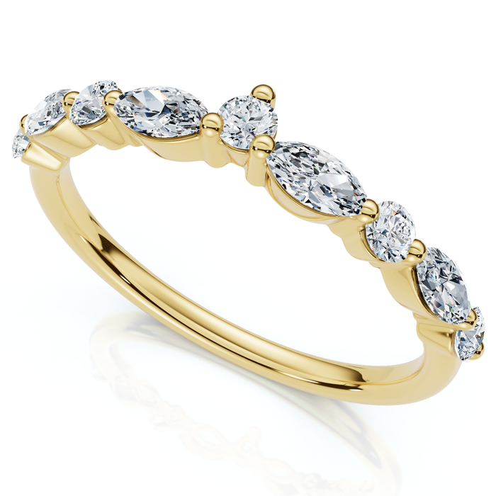 .90Ct Marquise Curved Diamond Wedding Ring 14k Gold or Platinum Lab Grown