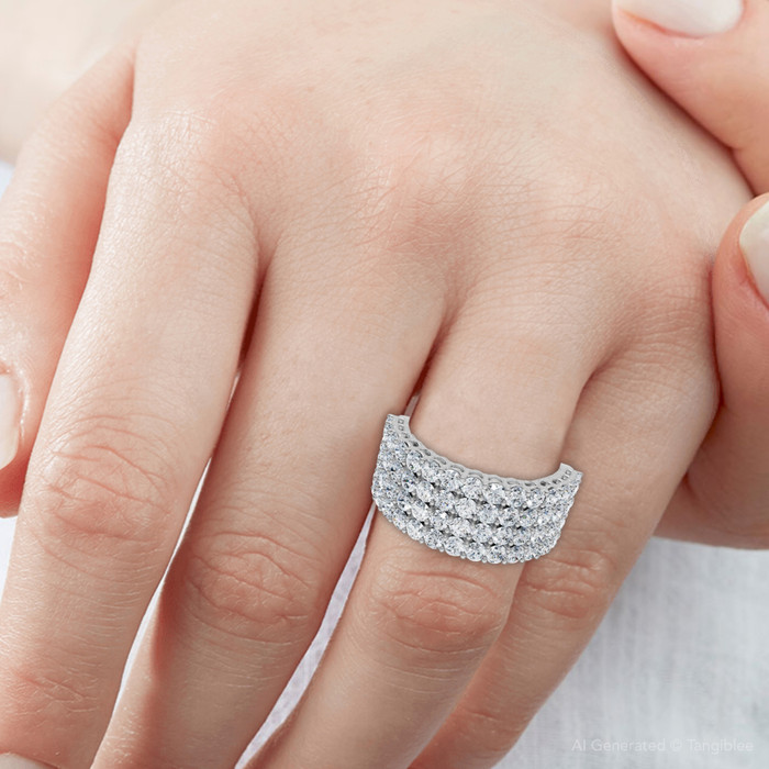 3Ct Diamond Wide Four Row Anniversary Ring Gold Lab Grown 3Ct Diamond Wide Four Row Anniversary Ring Gold Lab Grown