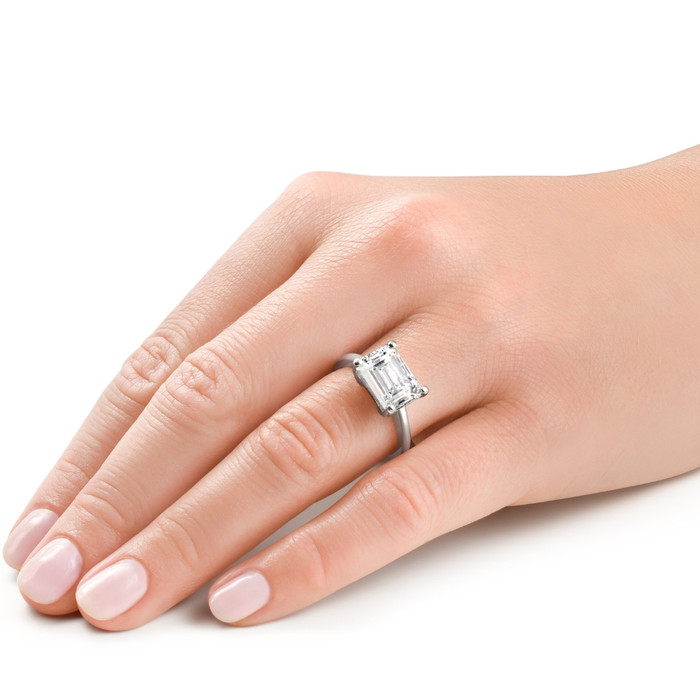 Certified 5Ct Emerald Cut Lab Grown Diamond Solitaire East West Engagement Ring