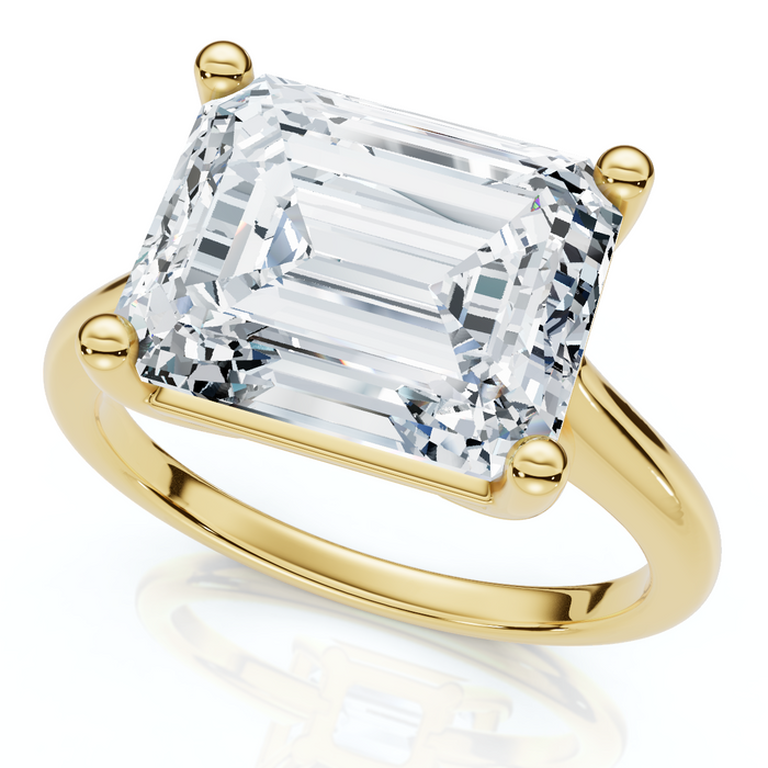 Certified 5Ct Emerald Cut Lab Grown Diamond Solitaire East West Engagement Ring
