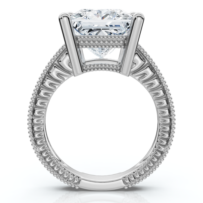 Certified 4 1/5Ct Princess Cut Diamond Vintage Engagement Ring Lab Grown