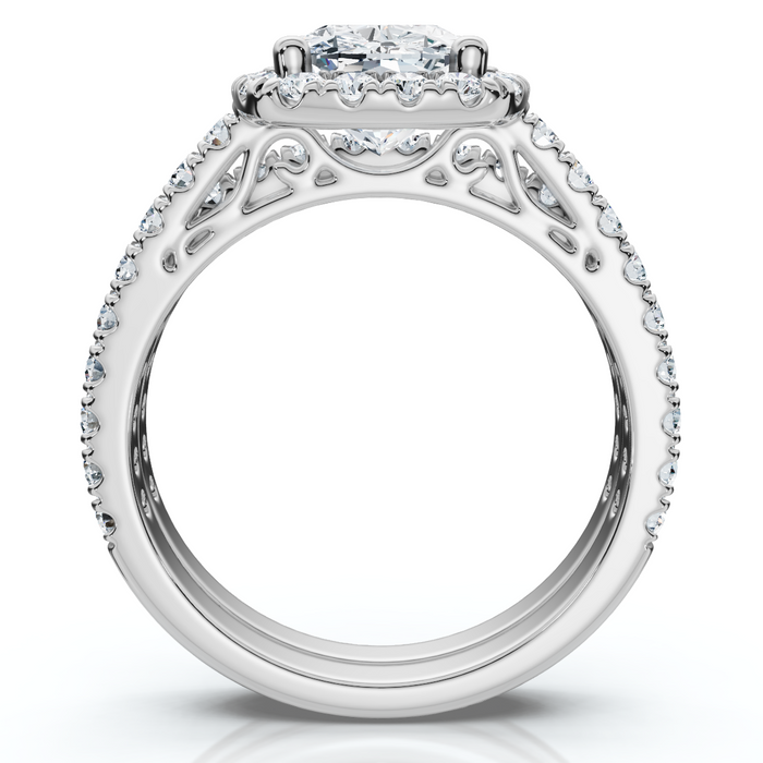 Ceritified 2.90Ct Cushion Diamond Engagement Ring Set 14k Gold or Pt Lab Grown