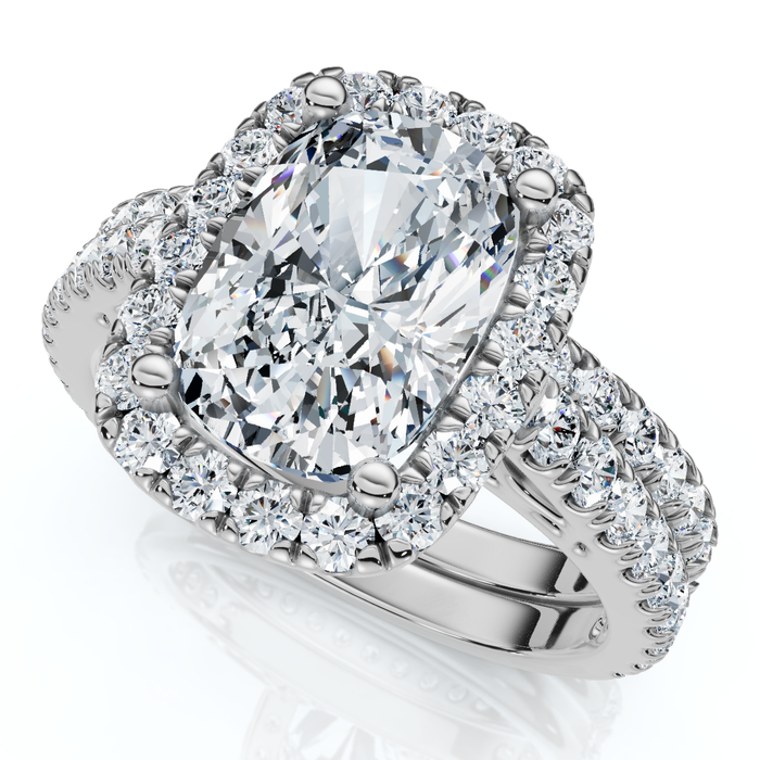 Ceritified 2.90Ct Cushion Diamond Engagement Ring Set 14k Gold or Pt Lab Grown