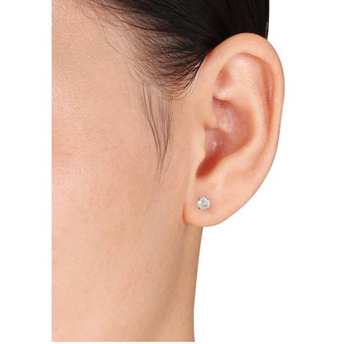 1/2ct Round Diamond Studs Screw Back 14K White Gold