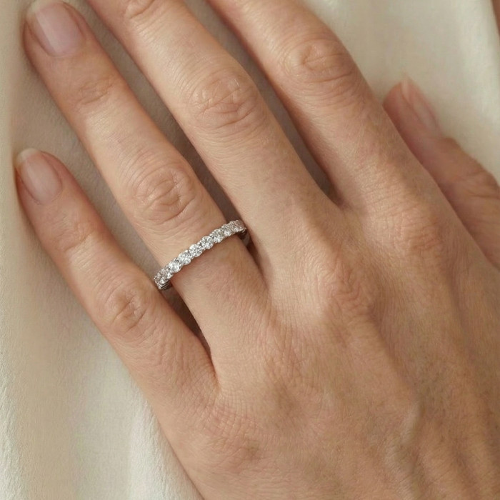 1 1/2 Ct Diamond Eternity Ring Women's Stackable 14k White Gold Band Lab Grown