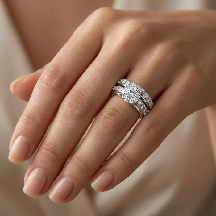 Certified 2 1/2Ct Diamond Engagement Wedding Ring Set 14k Gold Lab Grown