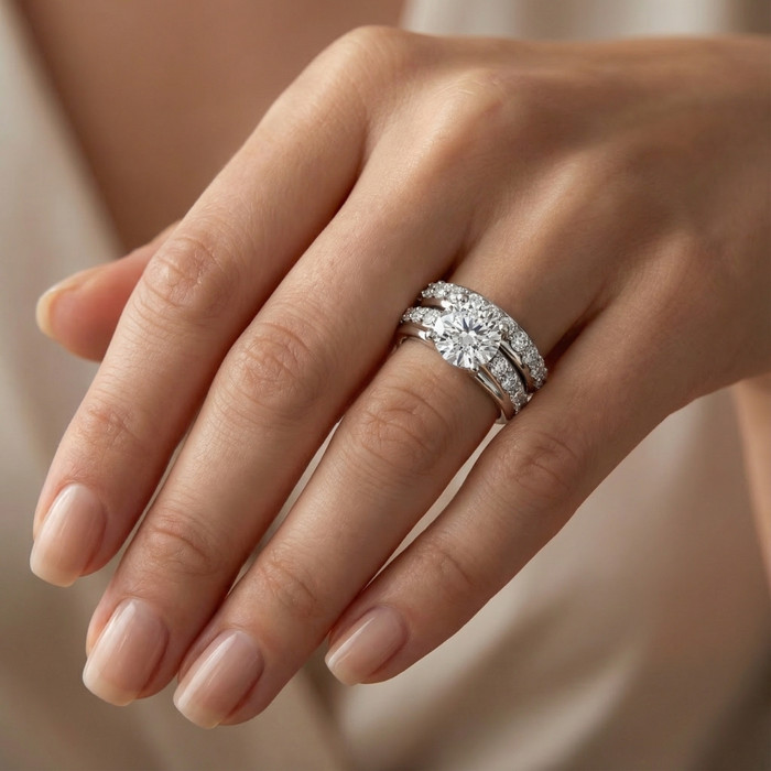 Certified 2 1/2Ct Diamond Engagement Wedding Ring Set 14k Gold Lab Grown