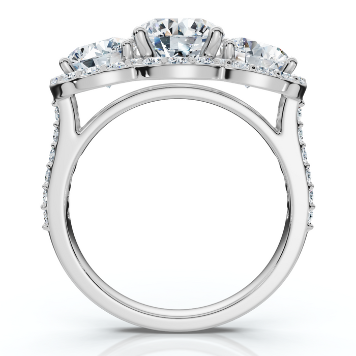 Certified 3 3/4Ct Three Stone Diamond Engagement Ring 14k Gold Lab Grown