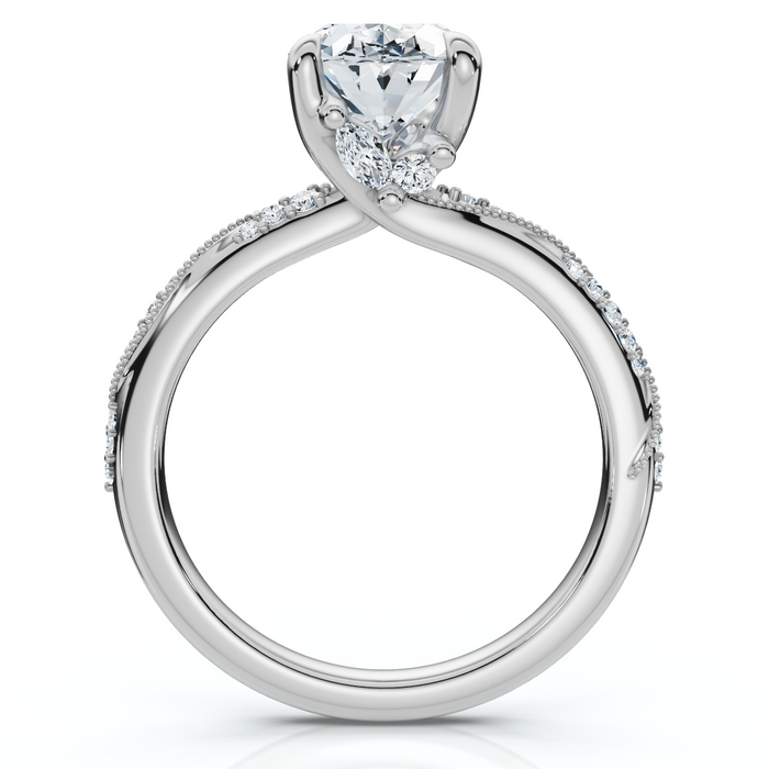 2 1/5Ct Oval Diamond Engagement Camellia Ring 14k Gold Lab Grown