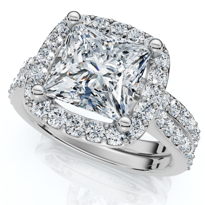 Certified 2 3/4Ct Princess Cut Diamond Engagement Wedding Ring Set 14k Lab Grown