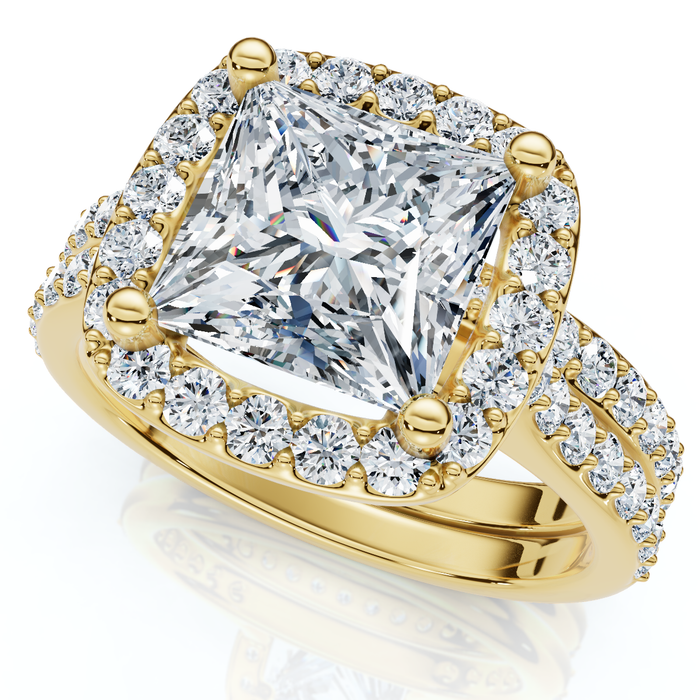Certified 2 3/4Ct Princess Cut Diamond Engagement Wedding Ring Set 14k Lab Grown