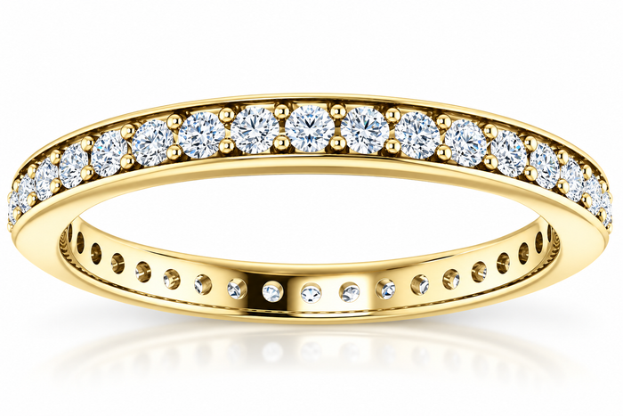 1/2 Ct Diamond Eternity Ring Womens Wedding Band 14k Yellow Gold EX3 Lab Grown