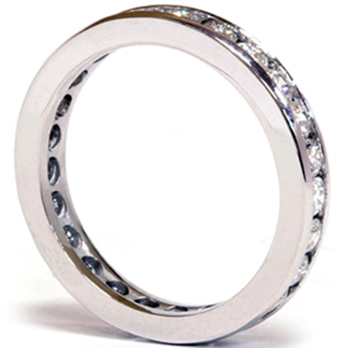1 1/2ct Channel Set Lab Grown Diamond Eternity Ring 14K White Gold