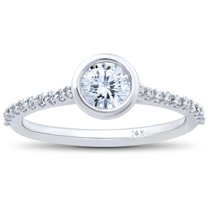 3/4ct Charlotte Lab Created Diamond Engagement Ring 14k White Gold