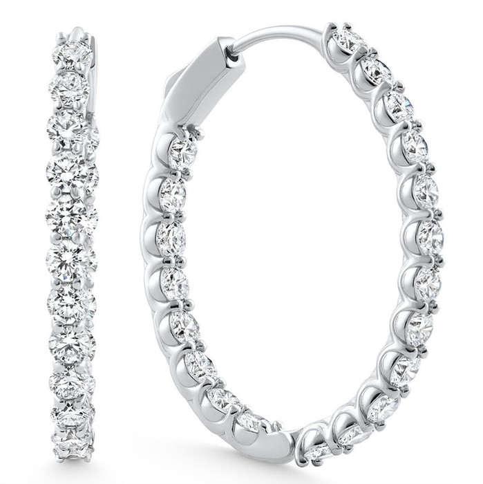 4Ct Diamond Hoops 14k Gold Women's Lab Grown Earrings 30mm Tall
