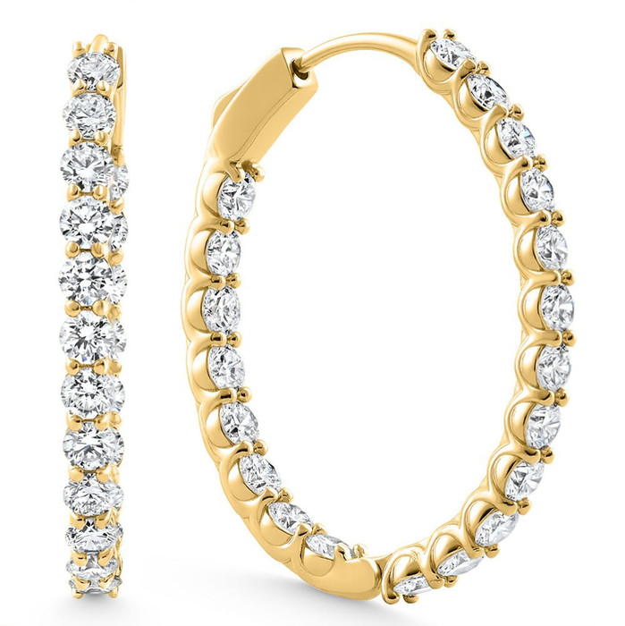 4Ct Diamond Hoops 14k Gold Women's Lab Grown Earrings 30mm Tall