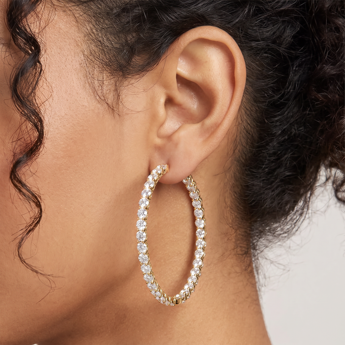 6.50Ct Diamond Hoops 14k Gold Women's Lab Grown Earrings 40mm Tall