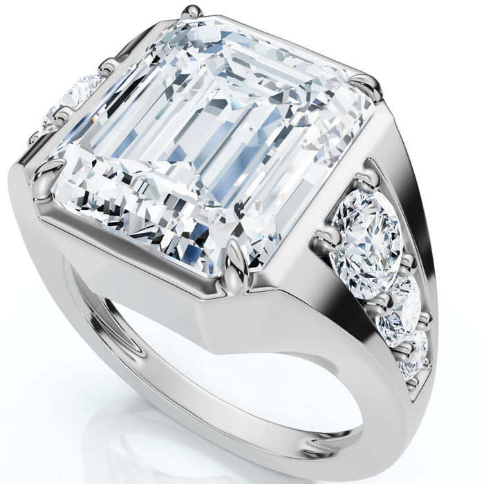 Certified 8Ct Men's Mike Emerald Diamond Anniversary Ring Gold Lab Grown