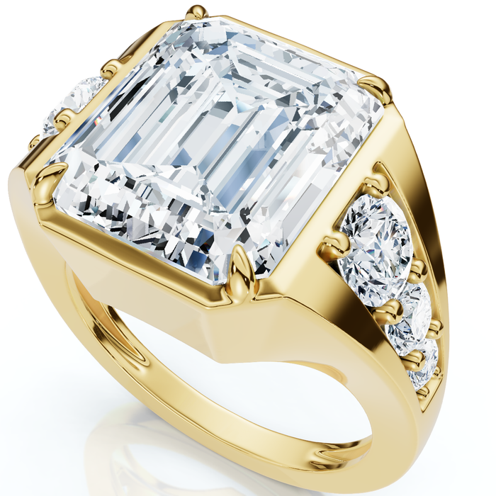 Certified 8Ct Men's Mike Emerald Diamond Anniversary Ring Gold Lab Grown