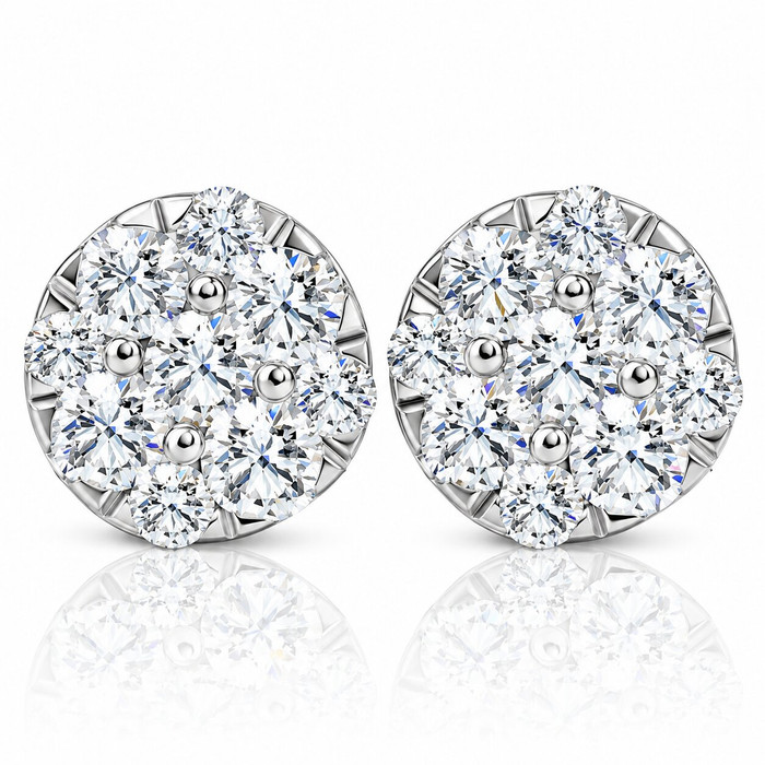 1/2Ct TW Round Cut Diamond Pave Studs Lab Grown 10k Yellow Gold Earrings