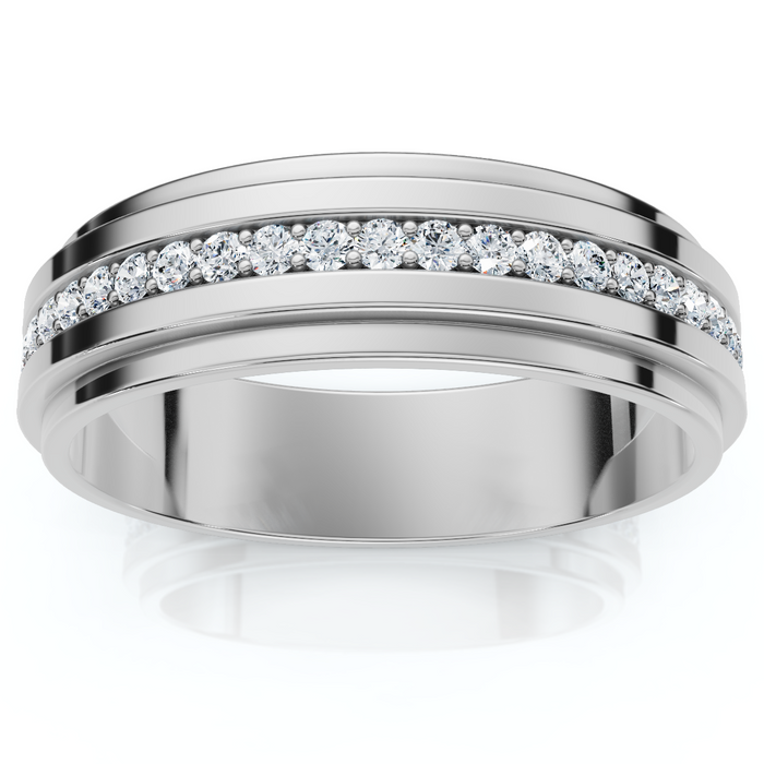 Mens Diamond 3/8ct Eternity Ring Wedding Band 14k White Gold 7mm Lab Grown